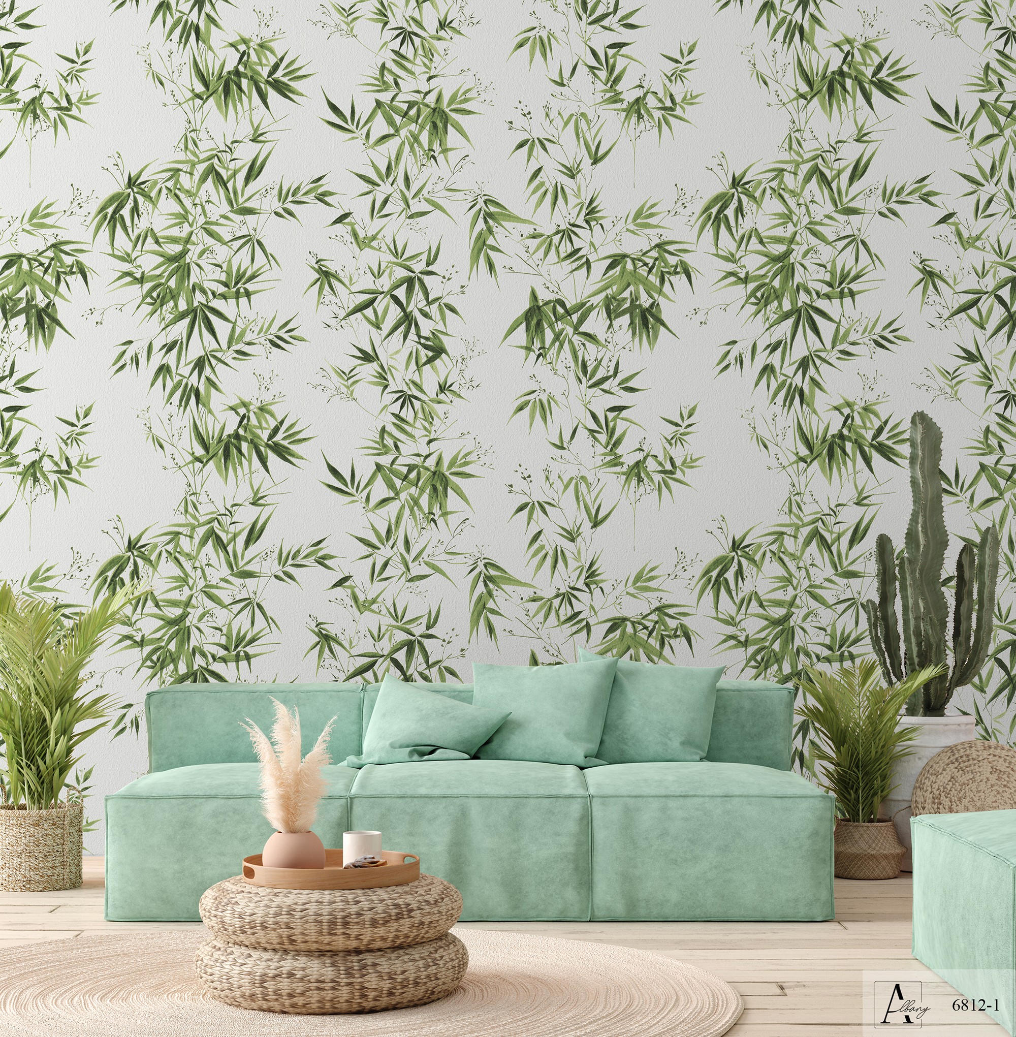 Giấy dán tường lá tre Albany 6812-1 